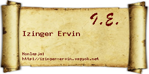 Izinger Ervin névjegykártya